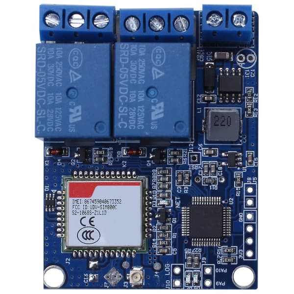 SMS Fjärrkontroll Switch Sim800c Stm32f103c8t6 2 Kanal Relämodul För Växthus Syrepump