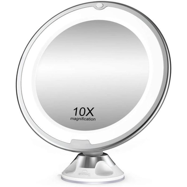 10x förstorande sminkspegel med LED-lampor 360° sugkoppsspegel Bärbar sminkspegel