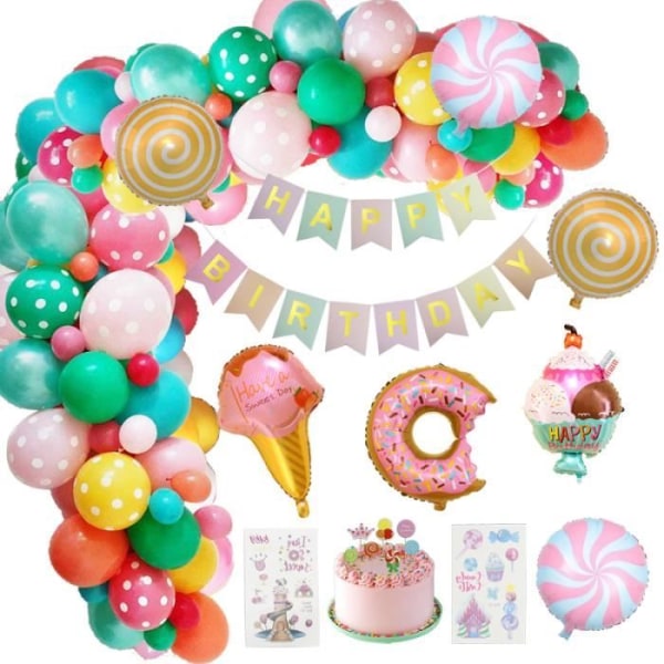 Candy land Donuts Tema dekoration födelsedag flicka Fest valv ballong Garland Med Topper Sticker Banner Ballong Set