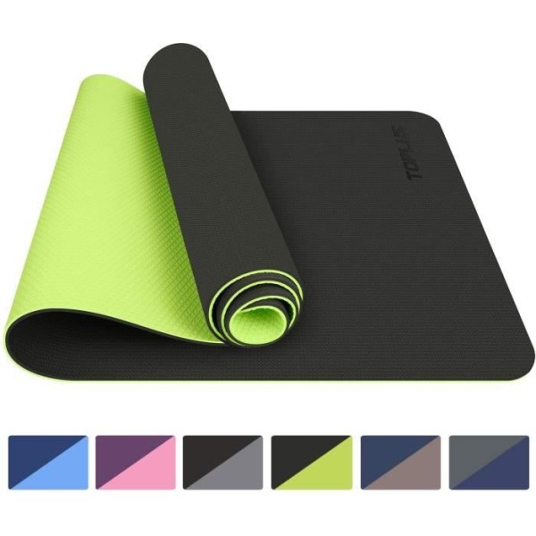 Yogamatta, gymmatta, grön färg, 183x61x0,6 cm, golvmatta för sport, fitness