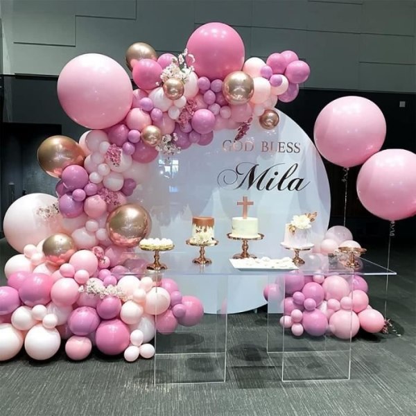 Rosa ballonggirland, födelsedagsballongbåge för bröllopsflickor Baby shower FödelsedagsfestdekorationerDeco Anniversaire
