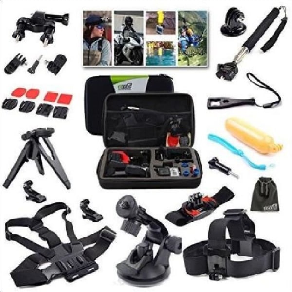 Outdoor Sports Professional 21-i-1-kit för GoPro Hero4/3+/3/2/1 med stötsäkert fodral (svart)