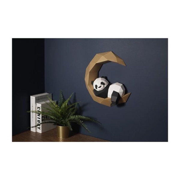 3D Vägghängande Papper Dekoration Förskuren Panda Moon Model Handgjorda Origami Hantverk