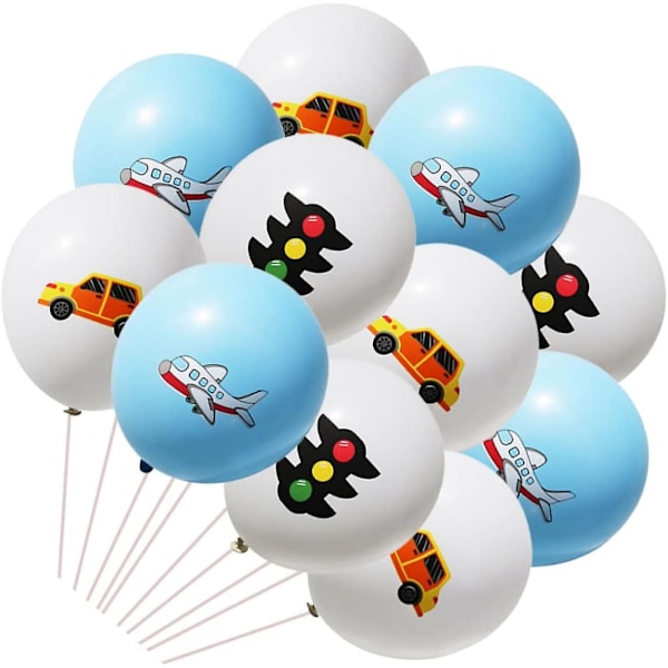 30pcs Happy Car Printed Balloons Latex Bulk Party Balloons Decor for Car Trim and Traffic Light-themed Parties