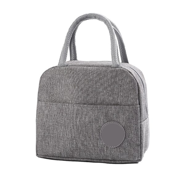 Womens Lunch Box Large Capacity Oxford Fabric Thick Cotton Core Insulated Lunch Bag for Office School Camping Gray