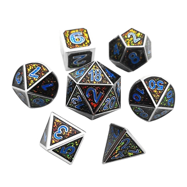 7 Pieces Metal Multi Side Dice D4 D6 D8 D10 D12 D20 Die Set F