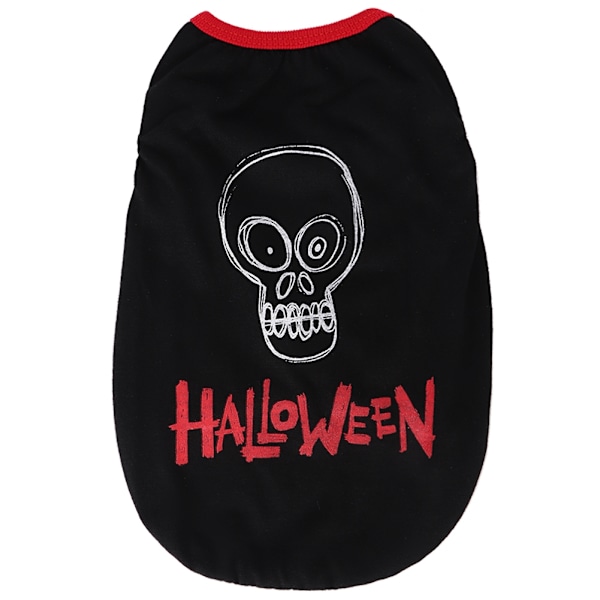 Svart Polyester Skull Printing Cool Dräkt Husdjur Halloween Roliga Väst Kläder Kläder för hundar Katter