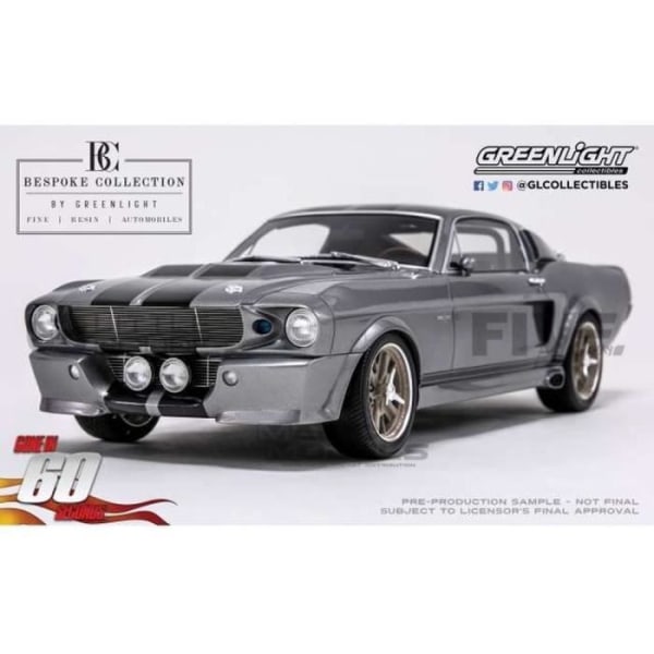 Miniature Collection Car - GREENLIGHT Collectibles 1/12 - FORD Mustang  Shelby - GT 500 Eleanor - 1967 - Grå / Svart - 12102