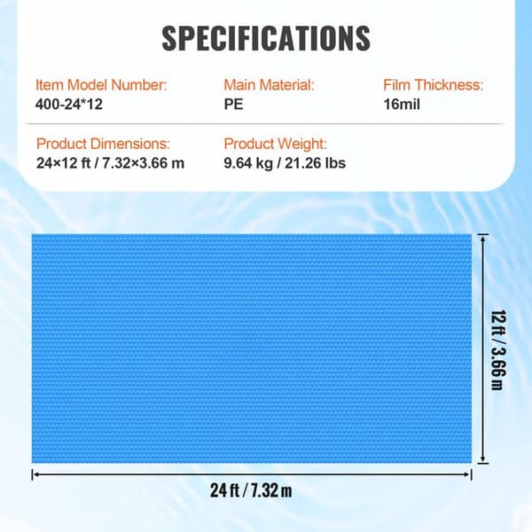 Poolöverdrag - DUOKU - 24 x 12 Ft - Solskydd - PE Blå - 16 Mil Blå