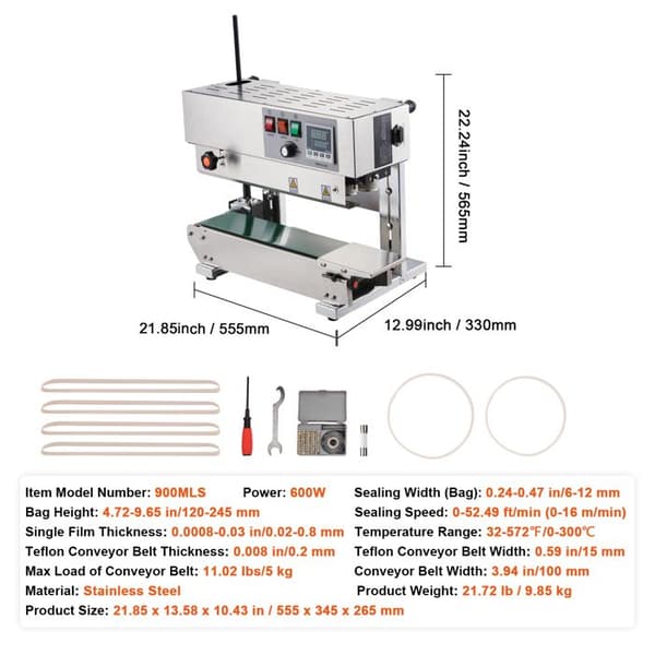 Soude-sacs - DUOKU - 900MLS - Bredde 0,24 til 0,47 po - Digital kontrol - 600 W