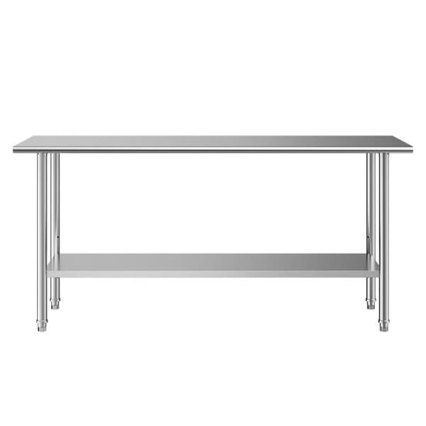 Professionel køkkenarbejdsbord - DUOKU - YH2-72 - Rustfrit stål - 2 niveauer - 182,9x61x86,4 cm