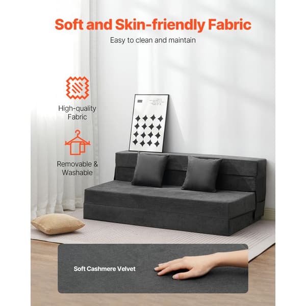 Soffa-säng Fällbar 3 i 1 - DUOKU - Mörkgrå - Minnesskum - 2 Kuddar - 200 kg Mörkgrå