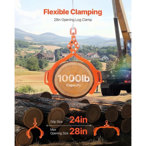 Løfteplader - DUOKU - 4 Robuste Klasper - Kapacitet 1 000 lb - Stål 45# - 28 tommer Åbning