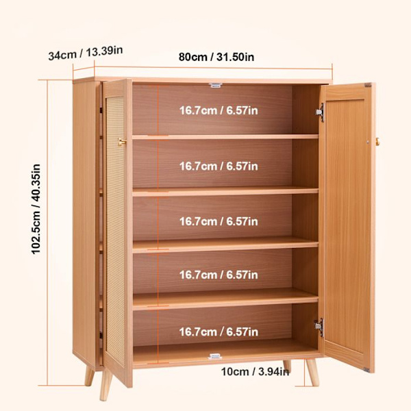 Skoopbevaring - DUOKU - KLSC-01 - 5 Niveauer - 2 Døre - Brun - Moderne