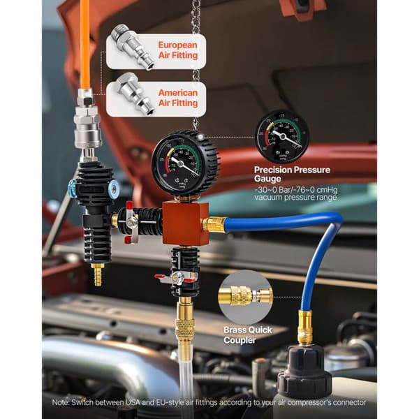Tryk Test Kit-Duoku-til Bilkølesystem 47 Dele-3 Metaladaptere, Trykpumpe