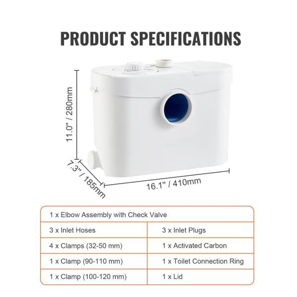 Sanitærknuser - DUOKU - FLO700 - 700 W - Gennemstrømning 9600 L/h - IP68