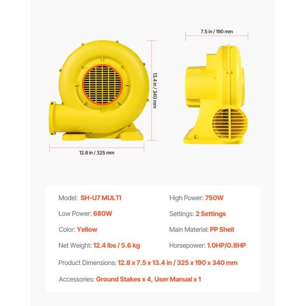 Ilmahuuhdeterä - DUOKU - SH-E7 MULTI - 590/690 W - 2750 rpm - Keltainen gul
