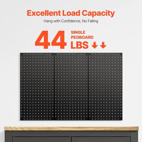 Perforerade Metallpaneler - DUOKU - 3 Paneler - Robust Stål - Svart Väggorganisatör - 24" x 12" Svart