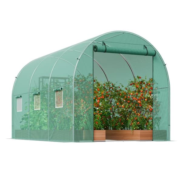 Serre Tunnel - DUOKU - 3,4 x 1,9 x 1,9 m - Galvaniseret Stål - PE Dækning - Grøn Grön