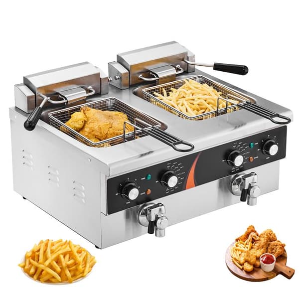 Elektrisk Frituregryde - DUOKU - EF-6V-2 - Rustfrit Stål - Dobbelt Beholder 5,9 L - 6000 W