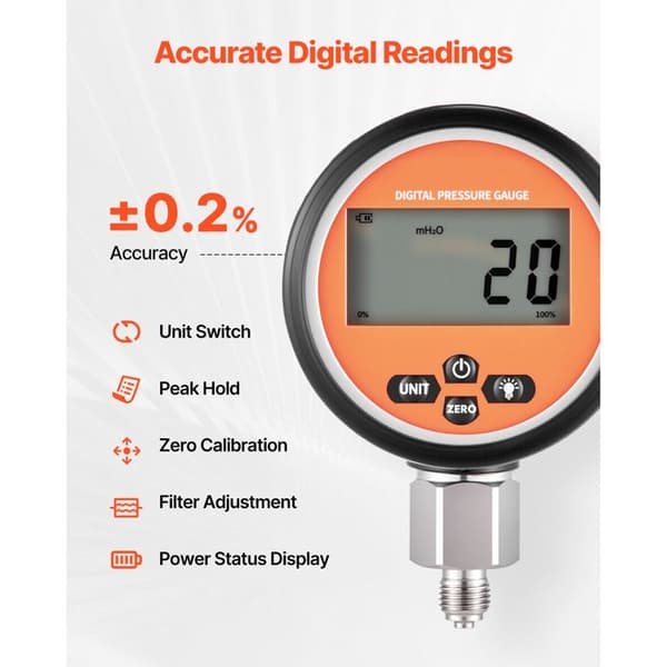 Hydraulisk Tryktest Kit-Duoku-Digital Manometer 0-10000 PSI 0-700 Bar med Testforbindelse-Hurtigforbindelse og Slange