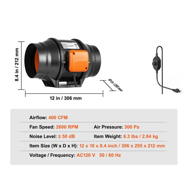 Kanalventilator - DUOKU - GX-06-150 - 152,4 mm - 400 CFM - Stille