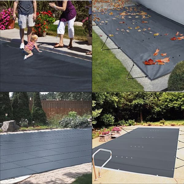 Sikkerheds Cover til Pool - DUOKU - 3,5 x 6 m - PVC Dække - Rektangulær - Drænhuller Svart