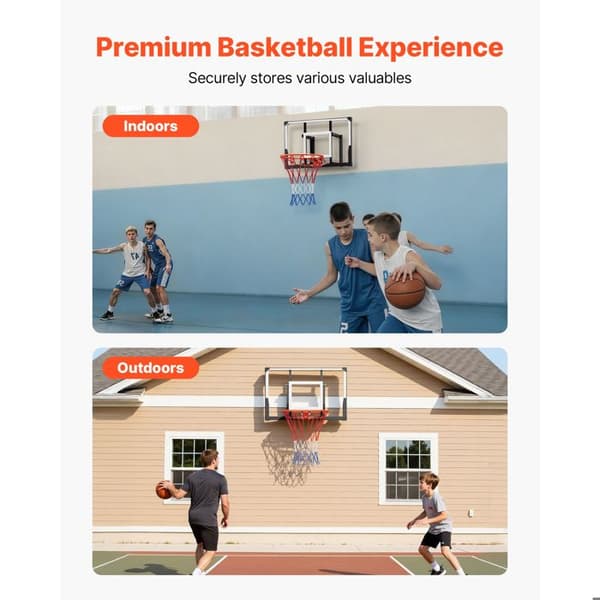 Vægmonteret Basketballkurv med 110 cm Panel - Duoku - Robust Ring System - Nylon Net og 2 mm Tykt PC Panel