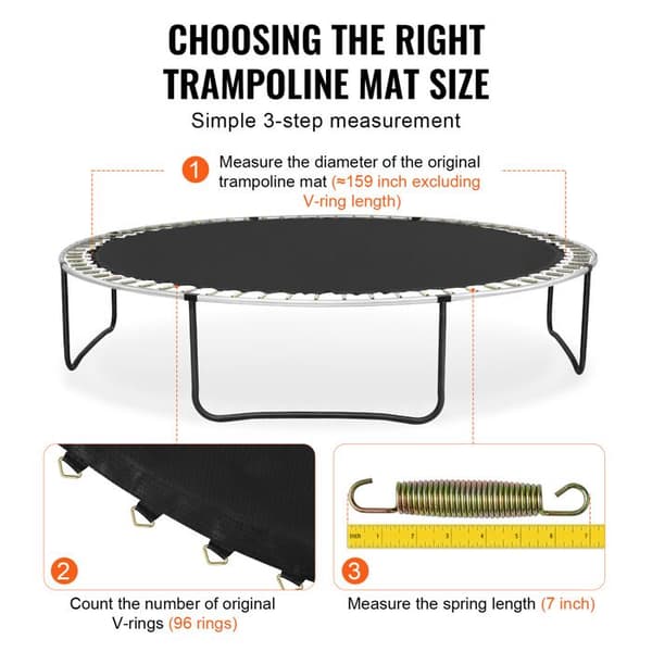 Trampolinmåtte - DUOKU - 15 Fødder - Diameter 403 cm - Fjederlængde 7 Tommer - 5,3 kg