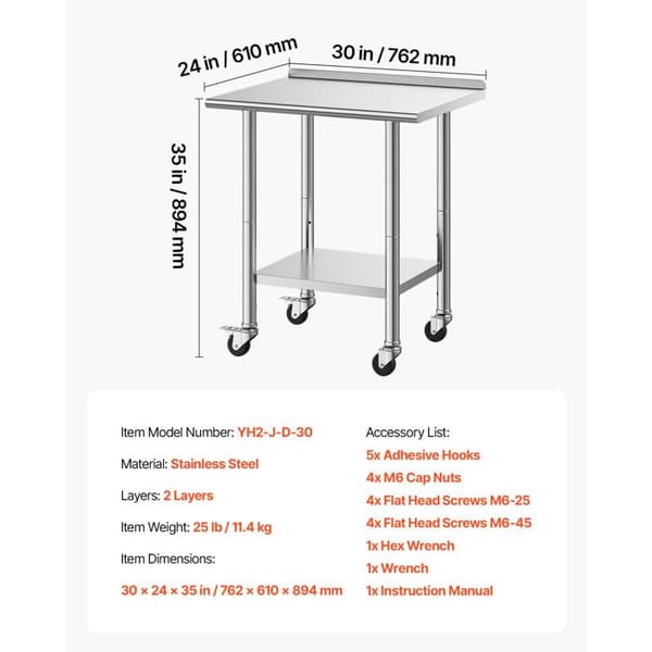 Professionel Køkkenarbejdsbord-Duoku-Inox Overflade 76,2x61 cm med 2 Niveauer, Ideel til Forberedelse i Café