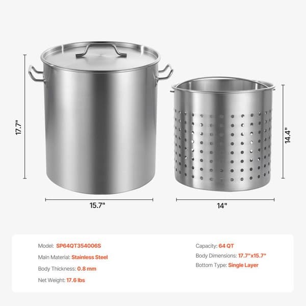 Marmite - DUOKU - SP64QT404506S - Rustfrit Stål - Stor Kapacitet 64L - Kommerciel Kvalitet