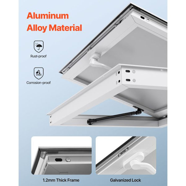 Servicevindue til Madvogn-Duoku-188 x 101,6 cm-Aluminiumramme-til Salgsboder