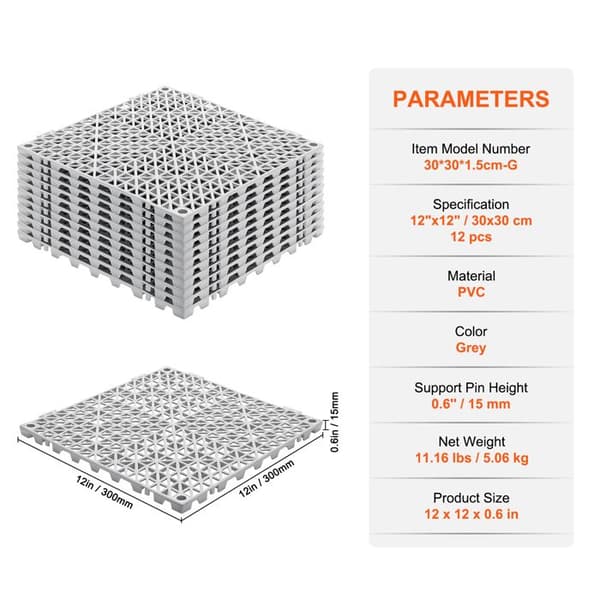 Modul Pude - DUOKU - 30301.5cm-G - 12 Stk - 30 x 30 cm - Skridsikker i PVC
