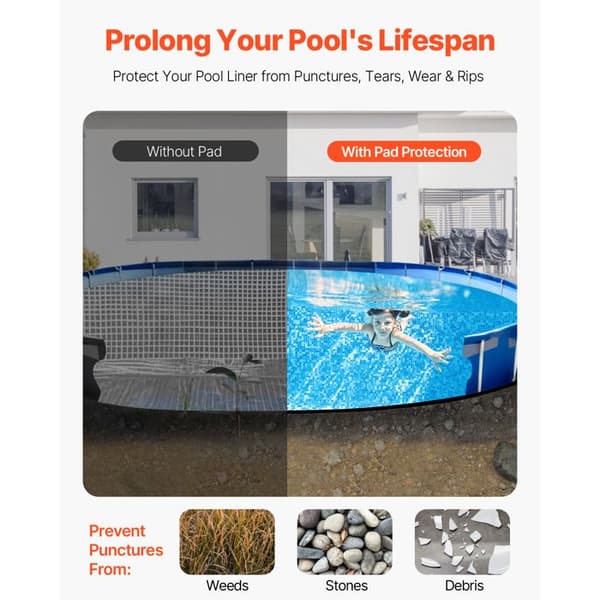 Poolbund - DUOKU - Oval - 370x735 cm - Geotekstil - 180 g/m² Svart