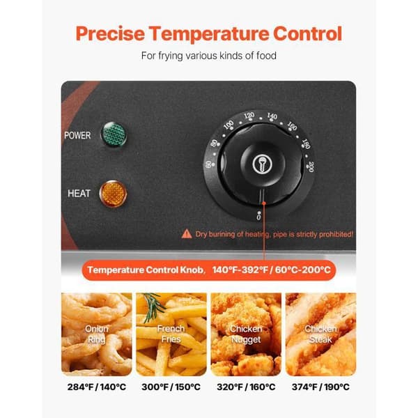 Dobbelt frituregryde - DUOKU - 12L - 5000W - Rustfrit Stål - Justerbar Temperatur
