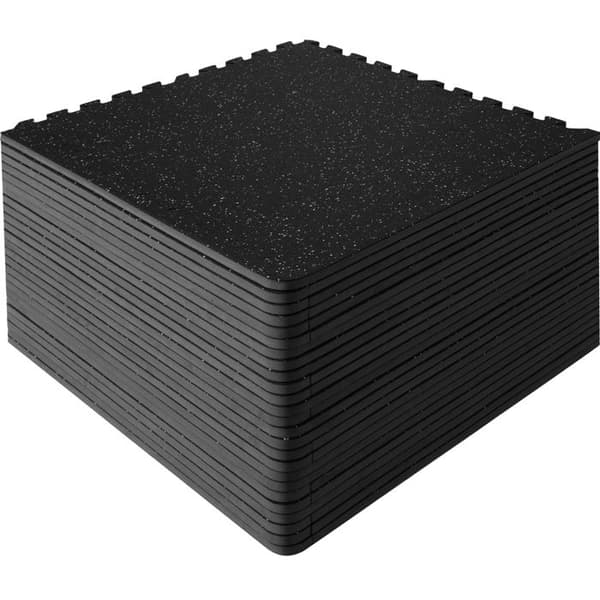 Golvmatta - DUOKU - Pack med 25 - 1,27 cm tjock - 61 x 61 cm - Svart & Grå Svart grå