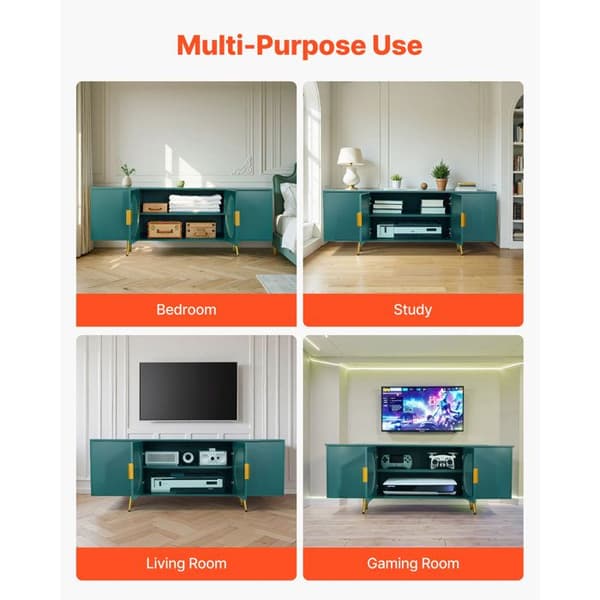 TV-möbel - DUOKU - C250035D-01 - Glas - 3 Justerbara Hyllor - Guldben