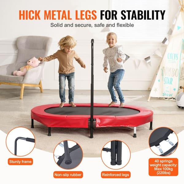 Trampolin - DUOKU - Mini Foldbar - 56x36 tommer - Rød - Til Børn - 100 kg
