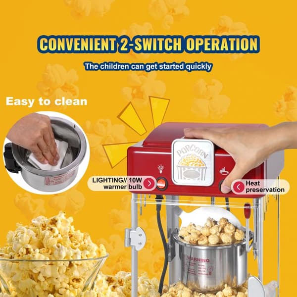 Popcorn-kone - DUOKU - Kattilapoppari - 300 W - 2,5 oz - Punainen Röd