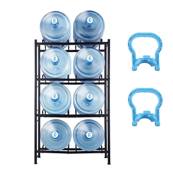 Understøttelse til Carafe-Duoku-4 Niveaus-Robust Flaskestativ til 5 Gallon-Til Køkken Kontor Stue-Sort