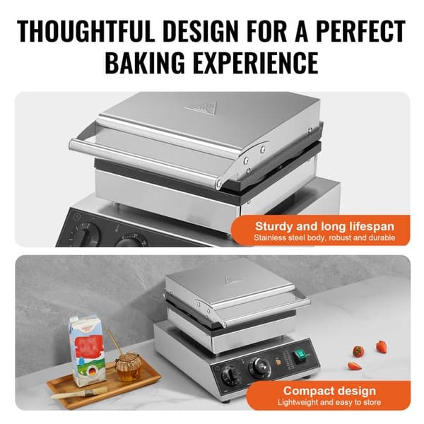 Vaffeljern - DUOKU - HT-2206B - 1750 W - Non-stick - Rustfrit Stål pengar