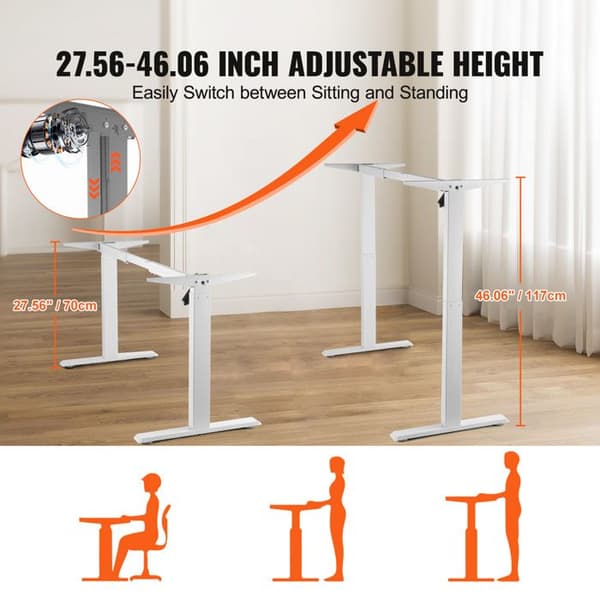 Kontorsram - DUOKU - Justerbar - Elektrisk - Vit - 70-117 cm Höjd