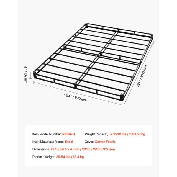 Sengebund - DUOKU - Queen Size Sengramme - Vaskbart Stof - Robust Metalstruktur - 2 Pladser
