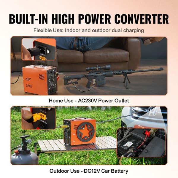 Compresor de Aire PCP-Duoku-350W 30Mpa- con Convertidor de Potencia Integrado-Parada Automática-DC12V/AC230V