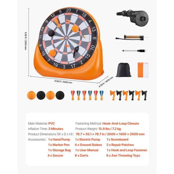Dartspil - DUOKU - FDFFBB-003A-2 - 4 Bolde - 6 Dartpile - 6 Økser