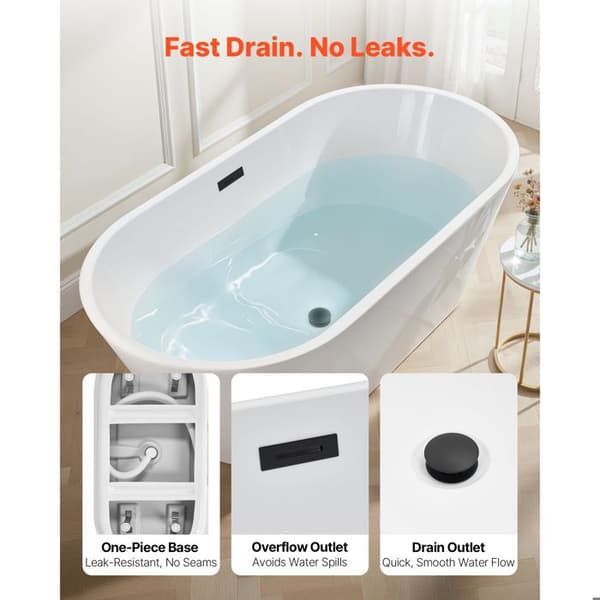 Fristående badekar - DUOKU - D-9003 - Akryl - Oval - 150x75 cm - 230 L Vit