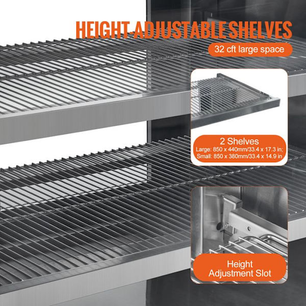 Køleskabsvitrine - DUOKU - GN-2000R2 - 32 Cu.Ft. - 4 Hylder - Rustfrit Stål