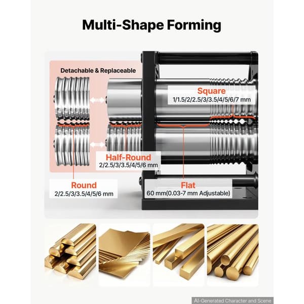 Manuel Polyvalent 4 i 1-Duoku- med Tykkelsesjustering fra 0,03 til 7 mm, Designet til Laminering af Plader og Runde Tråde