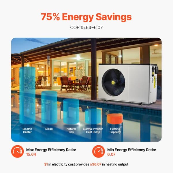 Varmeveksler - DUOKU - VBPYCE-150 - 3,22-15,25 kW - Variabel Frekvens - Til Swimmingpools 30-60 m³