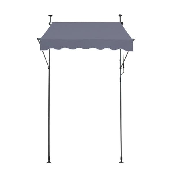 Retractable Markise - DUOKU - 59 x 47 tommer - Manuel - Højdejusterbar 86-122 tommer - UV80+ Grå